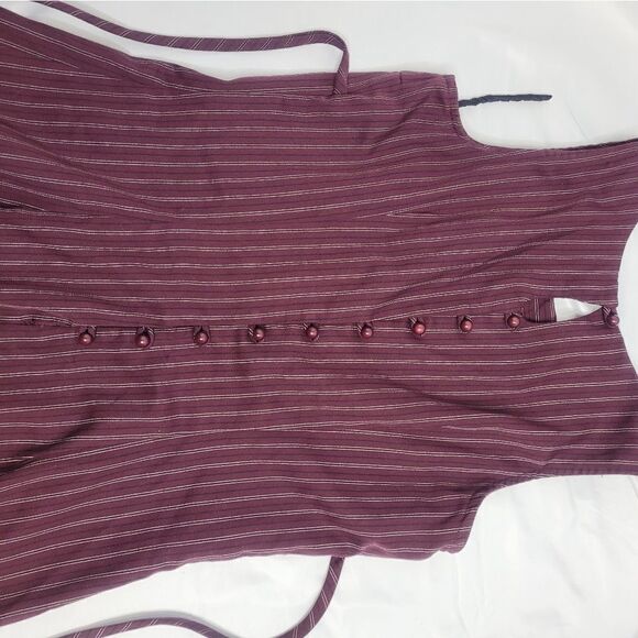 VINTAGE 90s Y2K dress Rampage maroon pinstripe button back tie mini S‎ - Picture 9 of 10